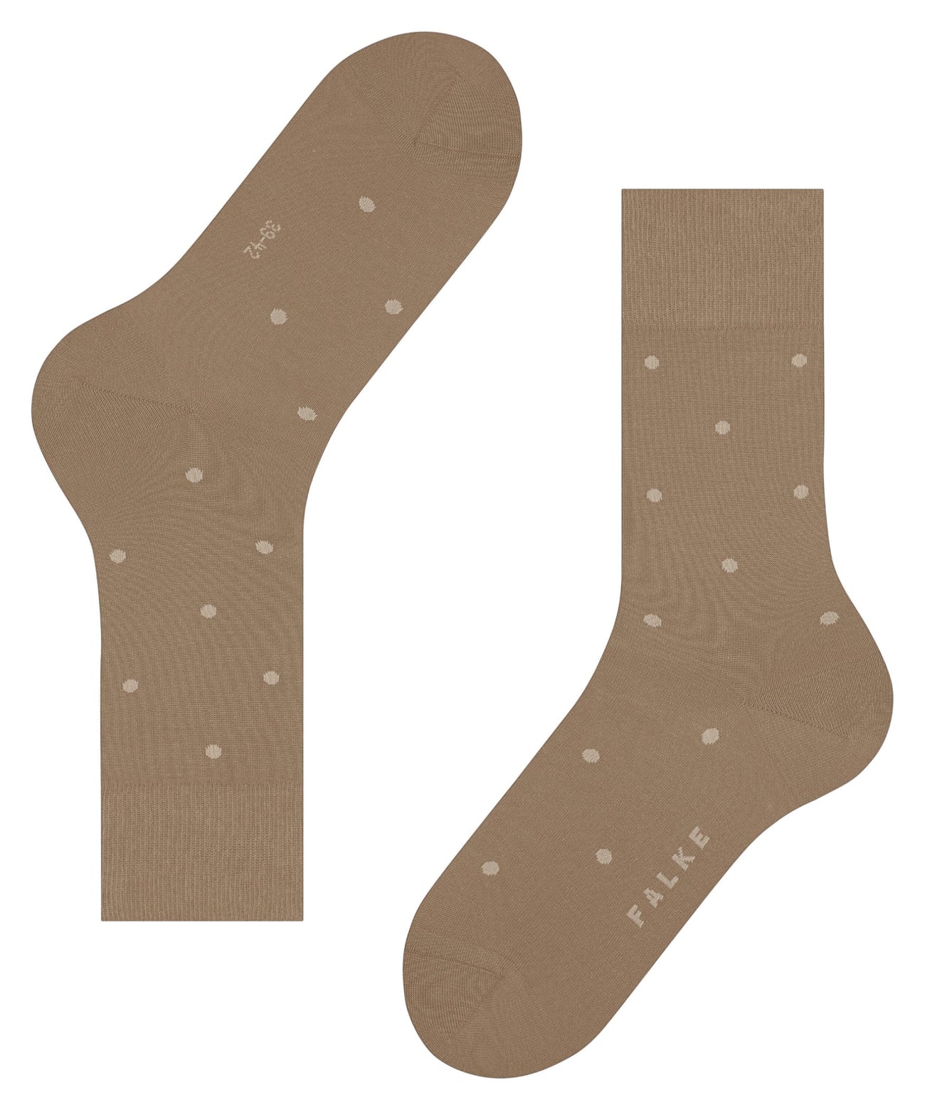 FALKE Dot Herensok 13269 5038 camel met trendy stipjes en een zacht glanzende look.