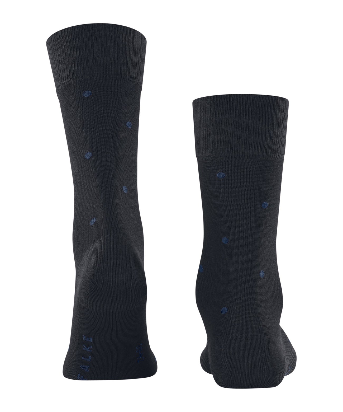 FALKE Dot Herensok 13269 6374 dark navy voorzijde en zijkant, met trendy stippen en zachte afwerking.