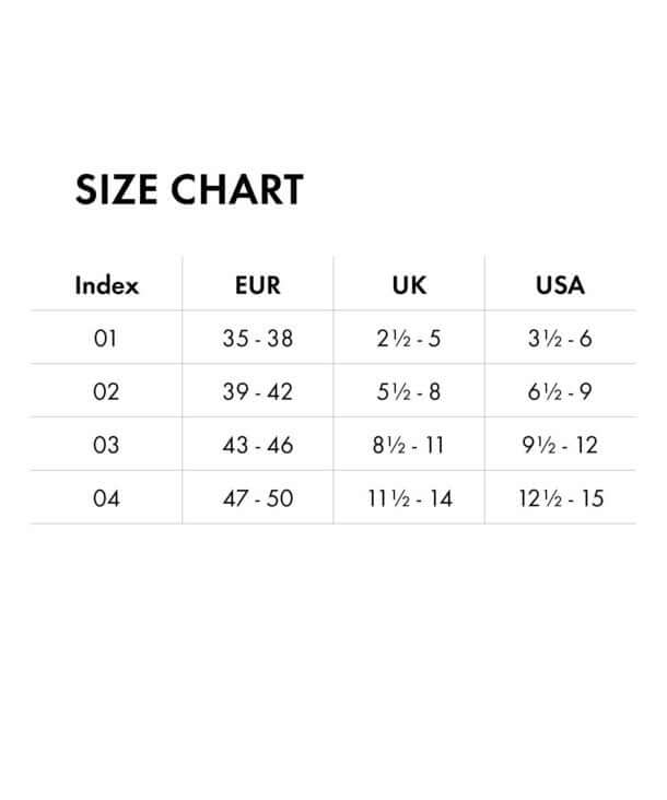 Size chart voor FALKE Homepads Antislip Sok Unisex 16500 5186 cinnamon met maten in EU, UK en USA.