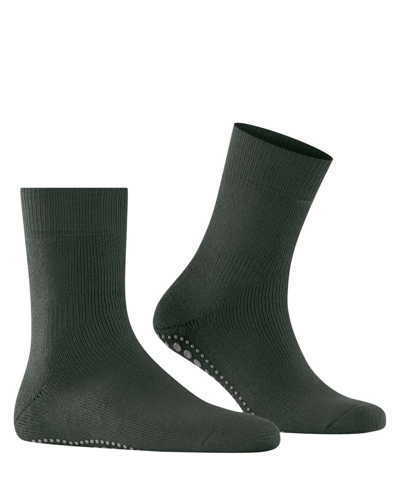 FALKE Homepads Antislip Sok Unisex 16500 7474 forest antislip sokken in groen met siliconen nopjes.