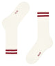FALKE Leake Street Sokken Heren, off-white met sportieve rode streep, van zachte merinowol, comfortabele hoge sokken.
