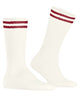 FALKE Leake Street Sokken Heren 12707 2040 off-white met sportieve gestreepte boord in rood.
