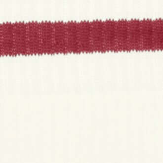 FALKE Leake Street sokken met off-white basis en sportieve bordeaux gestreepte boord.