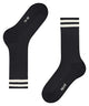 FALKE Leake Street hoge sokken heren in zwart met sportieve gestreepte boord en geribbelde structuur.