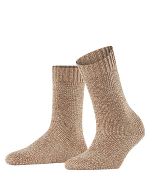 FALKE Marble Cloud Sokken Dames 46902 1220 old brass in retro geitenwollen sokken look, comfortabel en warm.