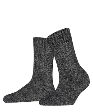 FALKE Marble Cloud Sokken Dames 46902 3000 black, tweekleurige retro sokken met merinowol, comfortabel en warm.