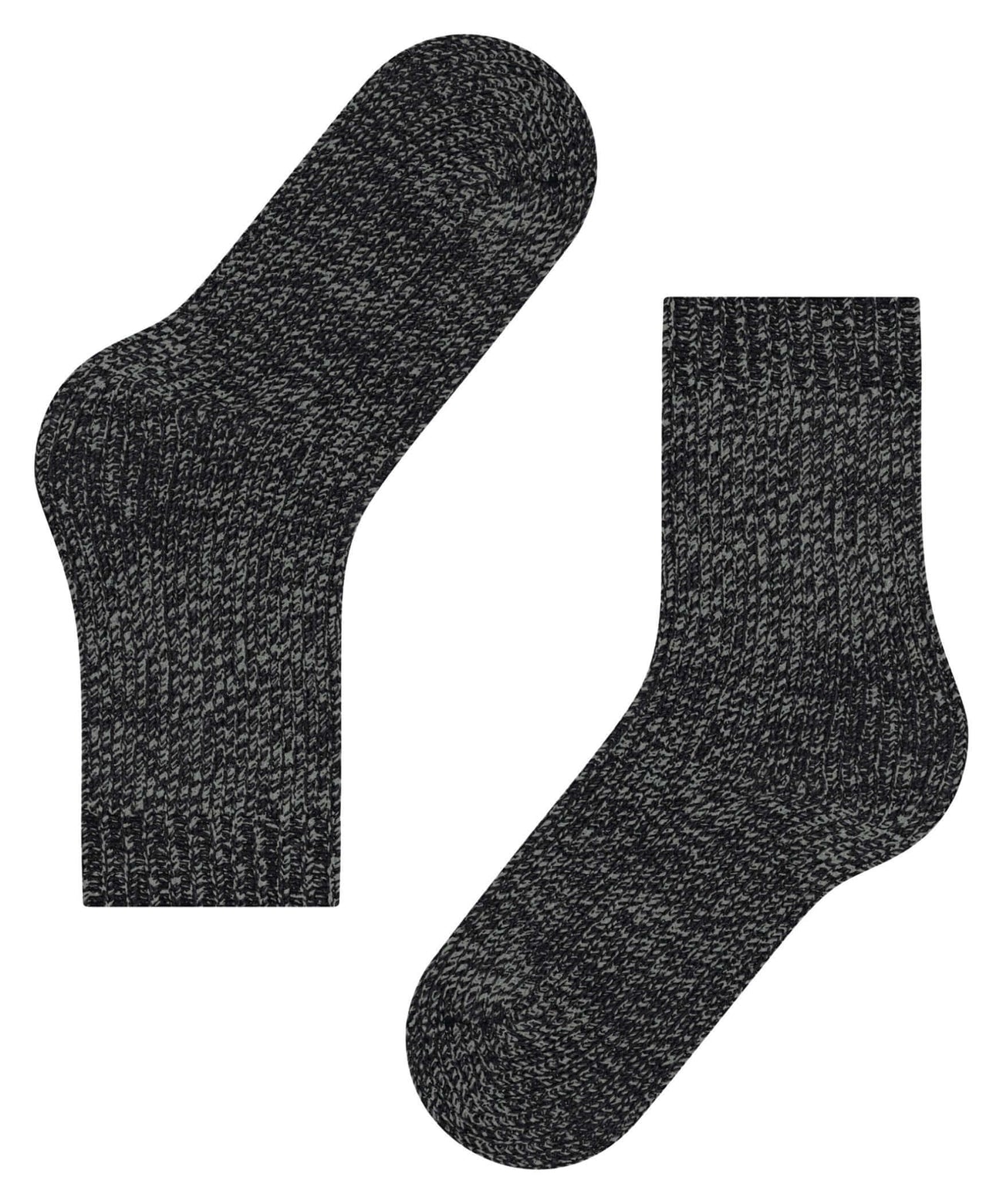 FALKE Marble Cloud Sokken Dames 46902 3000 black - retro geitenwollen sokken in zwart met tweekleurig effect.