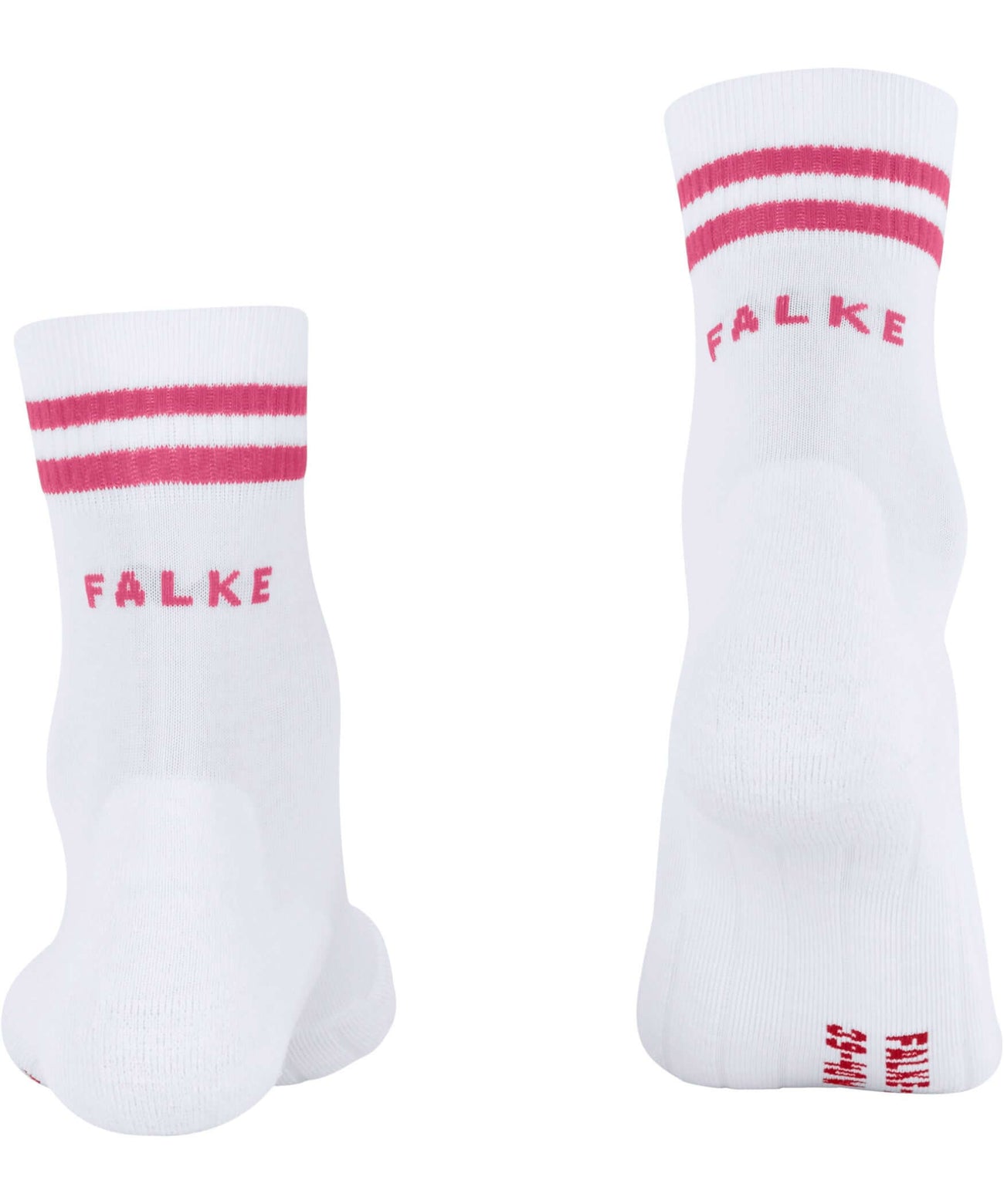 FALKE RU4 Hardloopsok Dames 16704 2009 white met roze strepen en logo, voor optimaal comfort tijdens het hardlopen.
