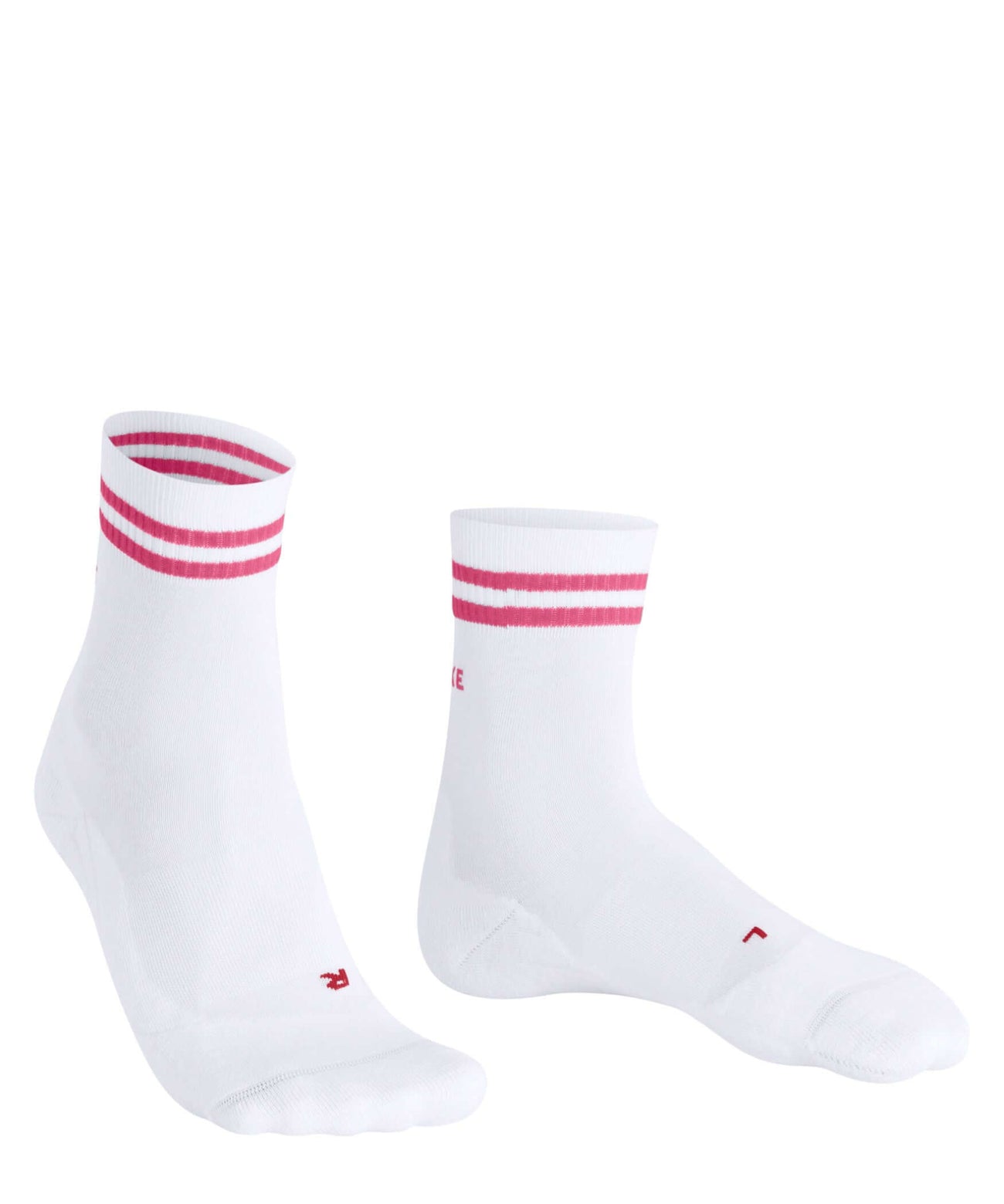 FALKE RU4 Hardloopsok Dames 16704 2009 white met roze strepen voor optimaal comfort en schokabsorptie.