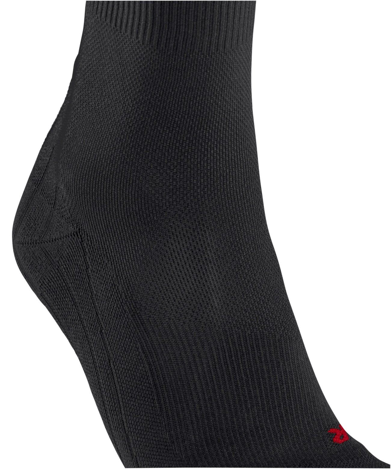 FALKE RU Compressie Kous Energy Dames 16229 3000 black close-up van de sok in zwart met anatomische pasvorm.