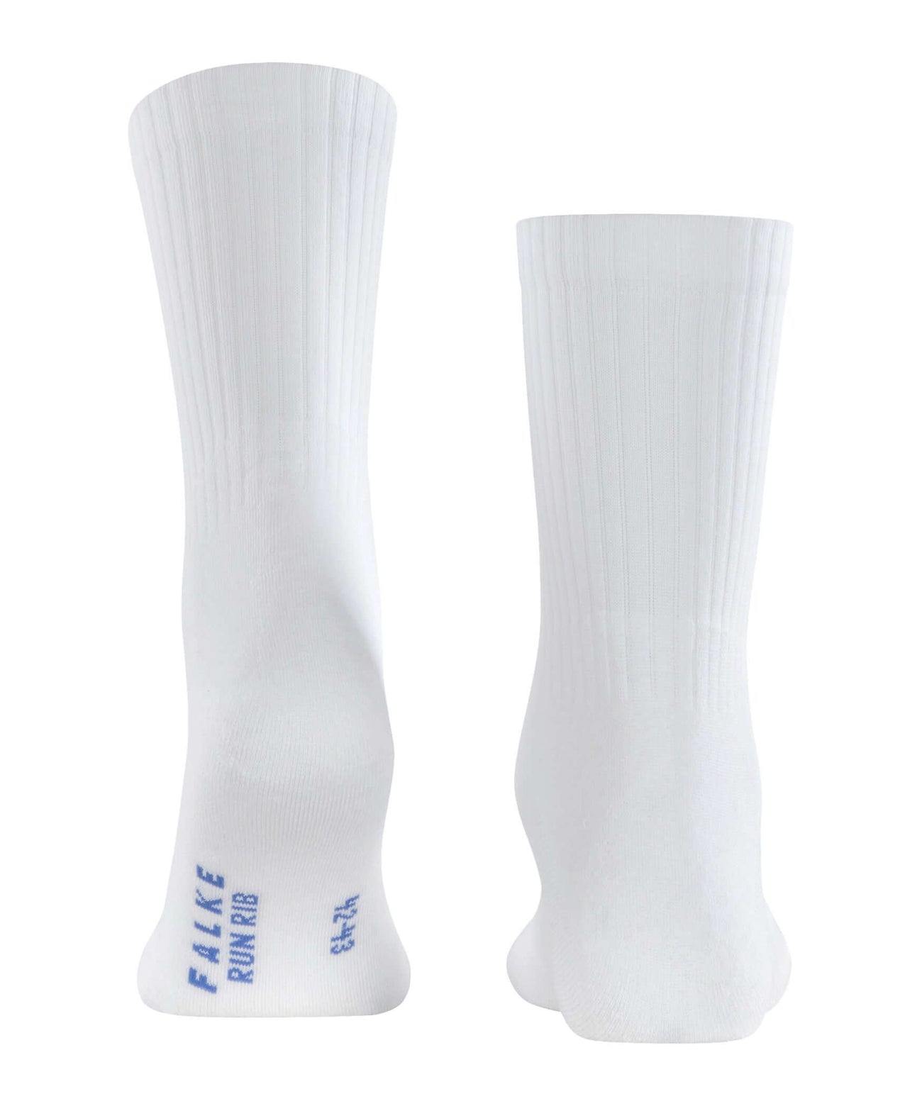 FALKE Run Rib Crew Sokken Unisex 12574 2000 white, sportieve geribbelde sokken in wit met anatomische pasvorm.