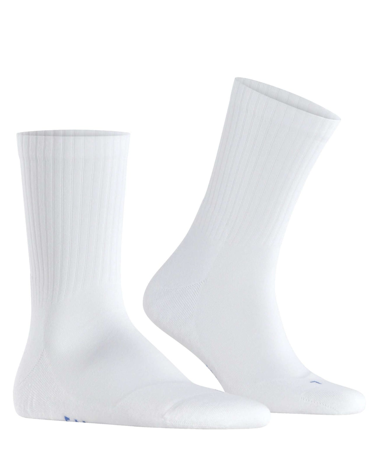 FALKE Run Rib Crew Sokken Unisex 12574 2000 white in wit met sportieve geribbelde boord