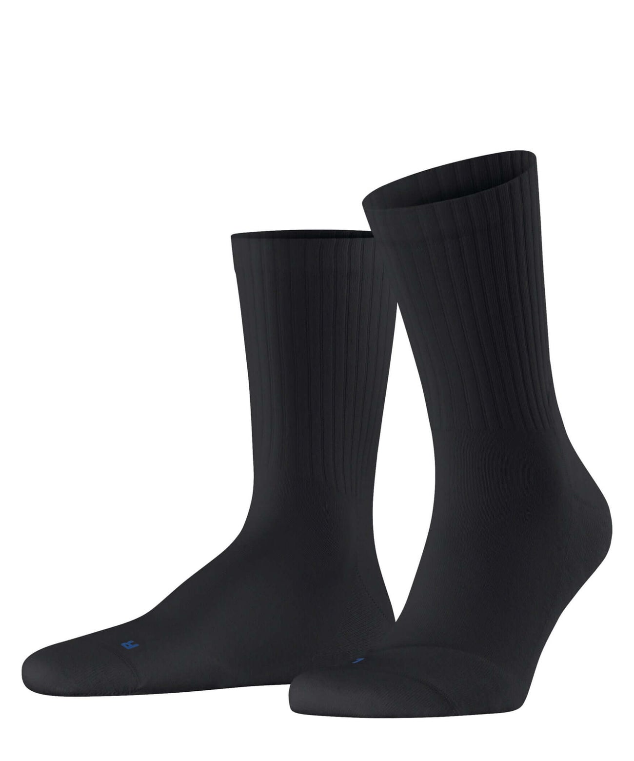 FALKE Run Rib Crew Sokken Unisex 12574 3000 black - sportieve geribbelde sokken in zwart.
