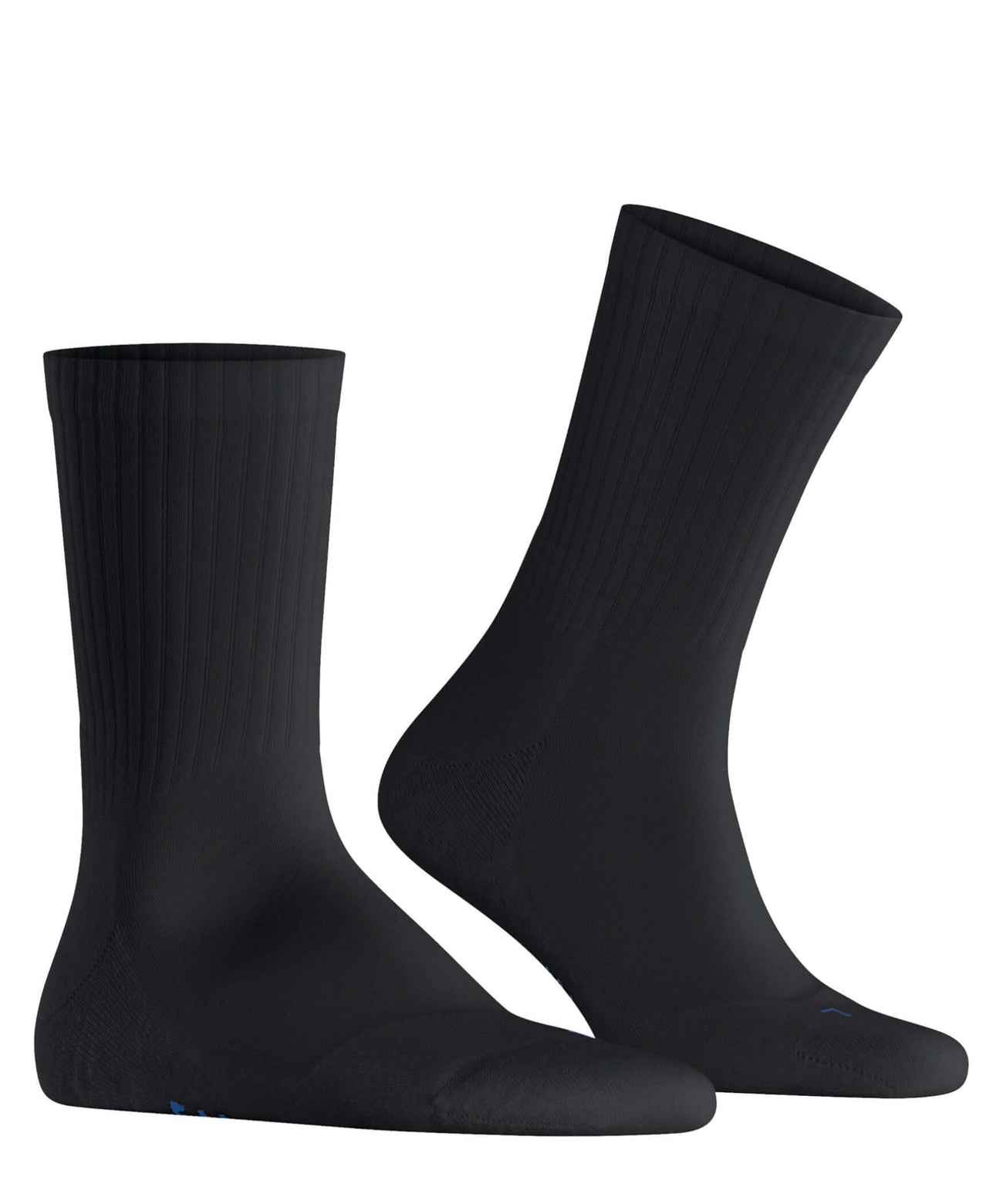 FALKE Run Rib Crew Sokken Unisex 12574 3000 black, sportieve geribbelde sokken in zwart met demping.