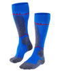FALKE SK4 Energizing Light skisokken in blauw met grijze voering, ideaal voor sportieve skiërs.