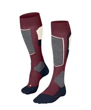 FALKE SK4 Skisok Dames 16551 8117 merlot, licht gevoerde skisokken, ideaal voor sportieve skiërs, warme en droge voeten.