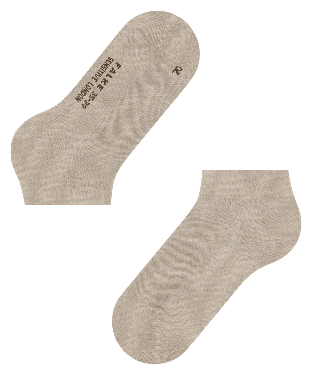 FALKE Sensitive Sneakersokken Dames in linen mel, ergonomisch ontworpen voor comfort en drukvrije pasvorm.