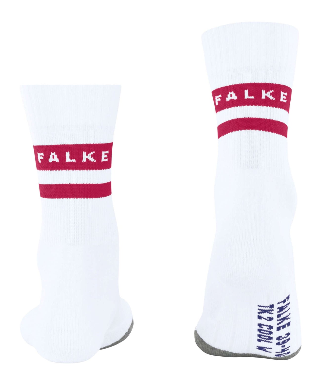 FALKE TK2 Cool dames wandelsokken in wit met rode en blauwe details voor optimale comfort.