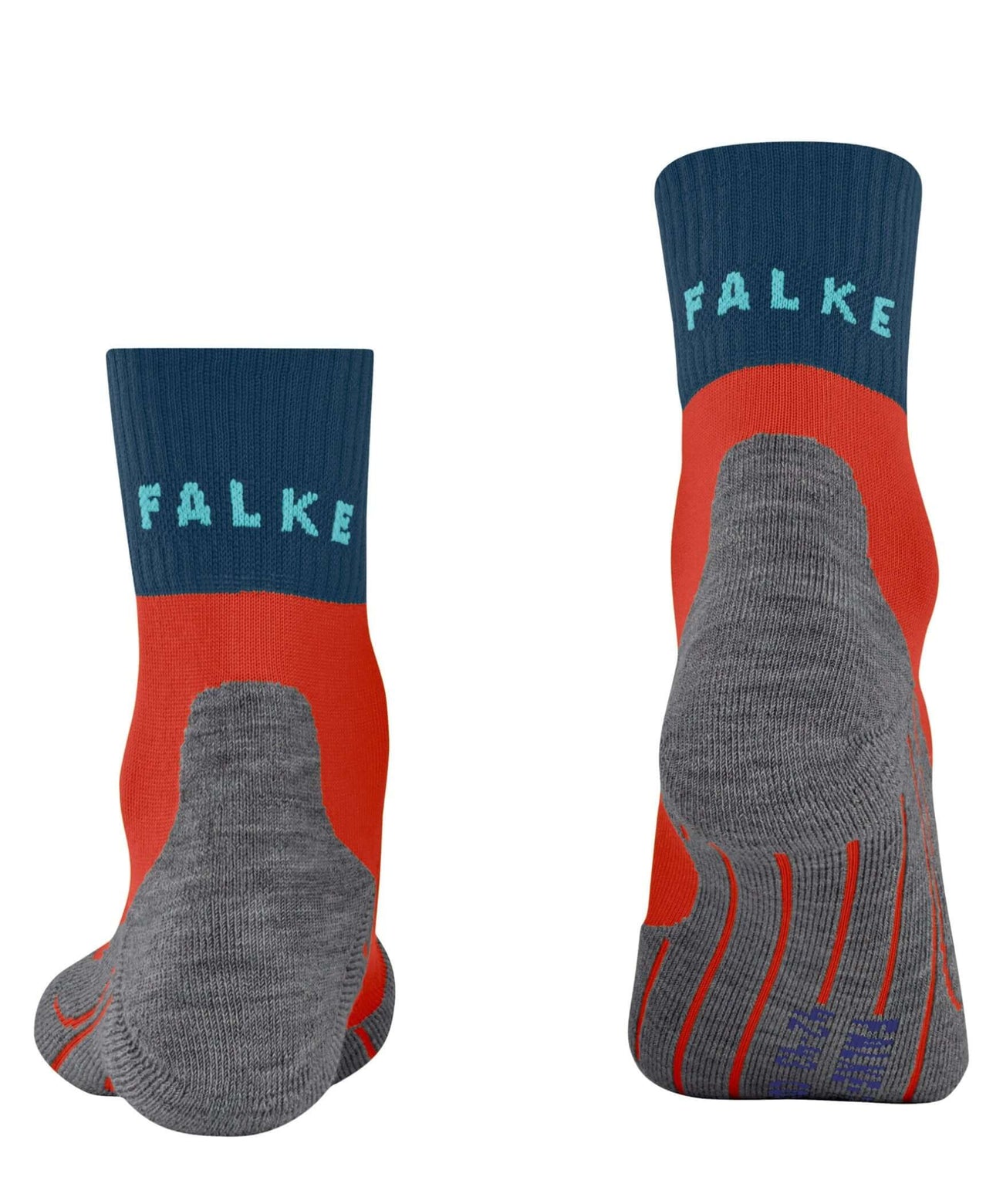 FALKE TK2 Cool Short wandelsokken voor heren in rood en blauw, met anatomische voering voor optimaal comfort.
