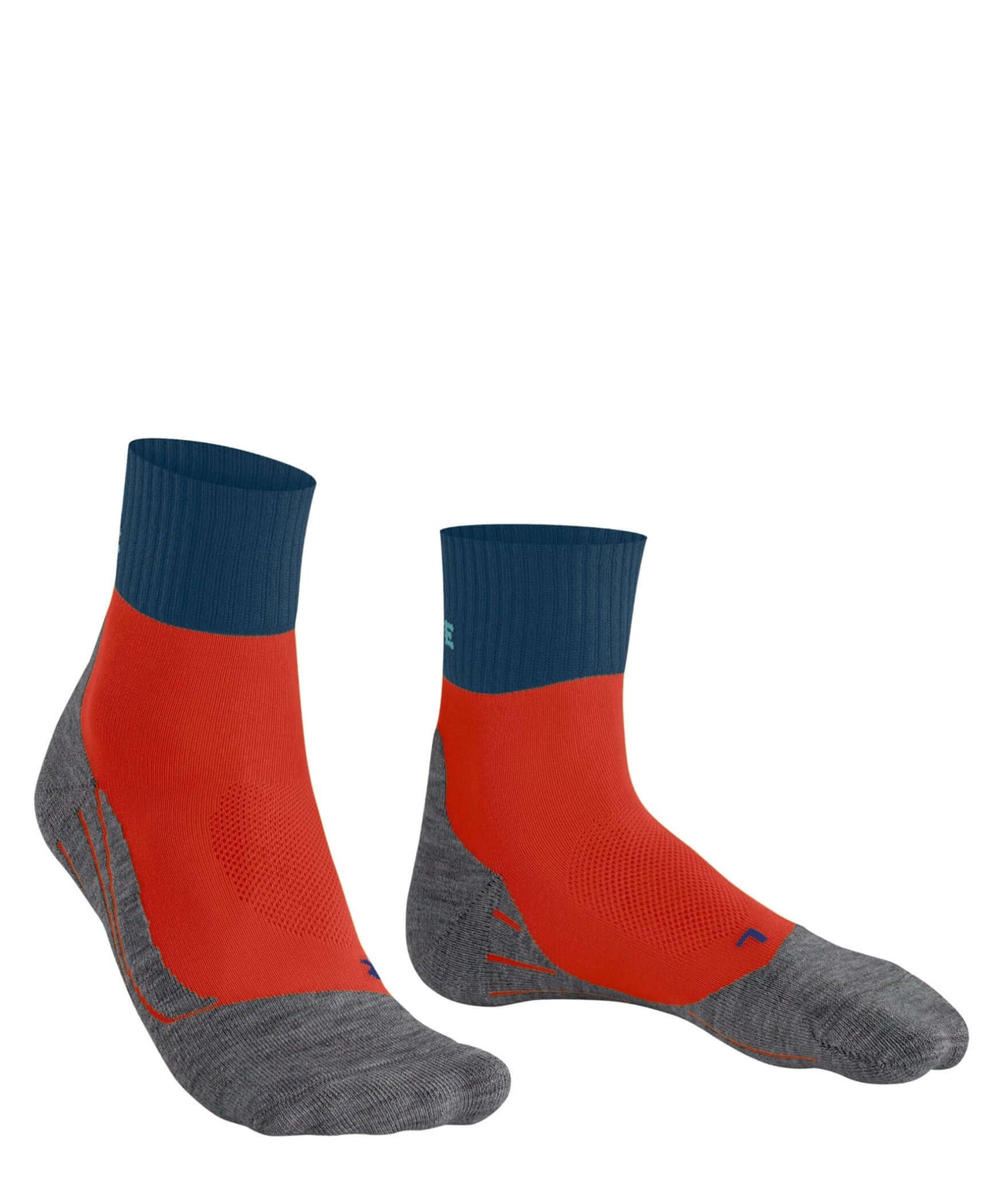 FALKE TK2 Cool Short Heren Wandel Sok in rood met grijze onderzijde voor optimale voetbescherming.