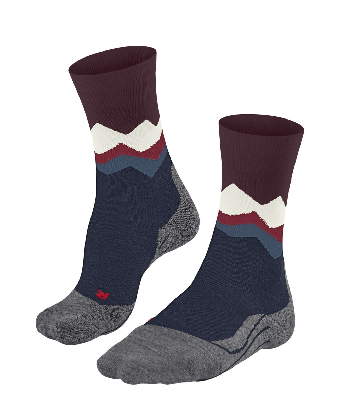 FALKE TK2 Crest dames wandelsokken met bergsilhouet in limoges kleurstelling, ideaal voor wandelingen.
