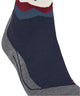 FALKE TK2 Crest dames wandelsok met modieus bergsilhouet in grijs en blauw.