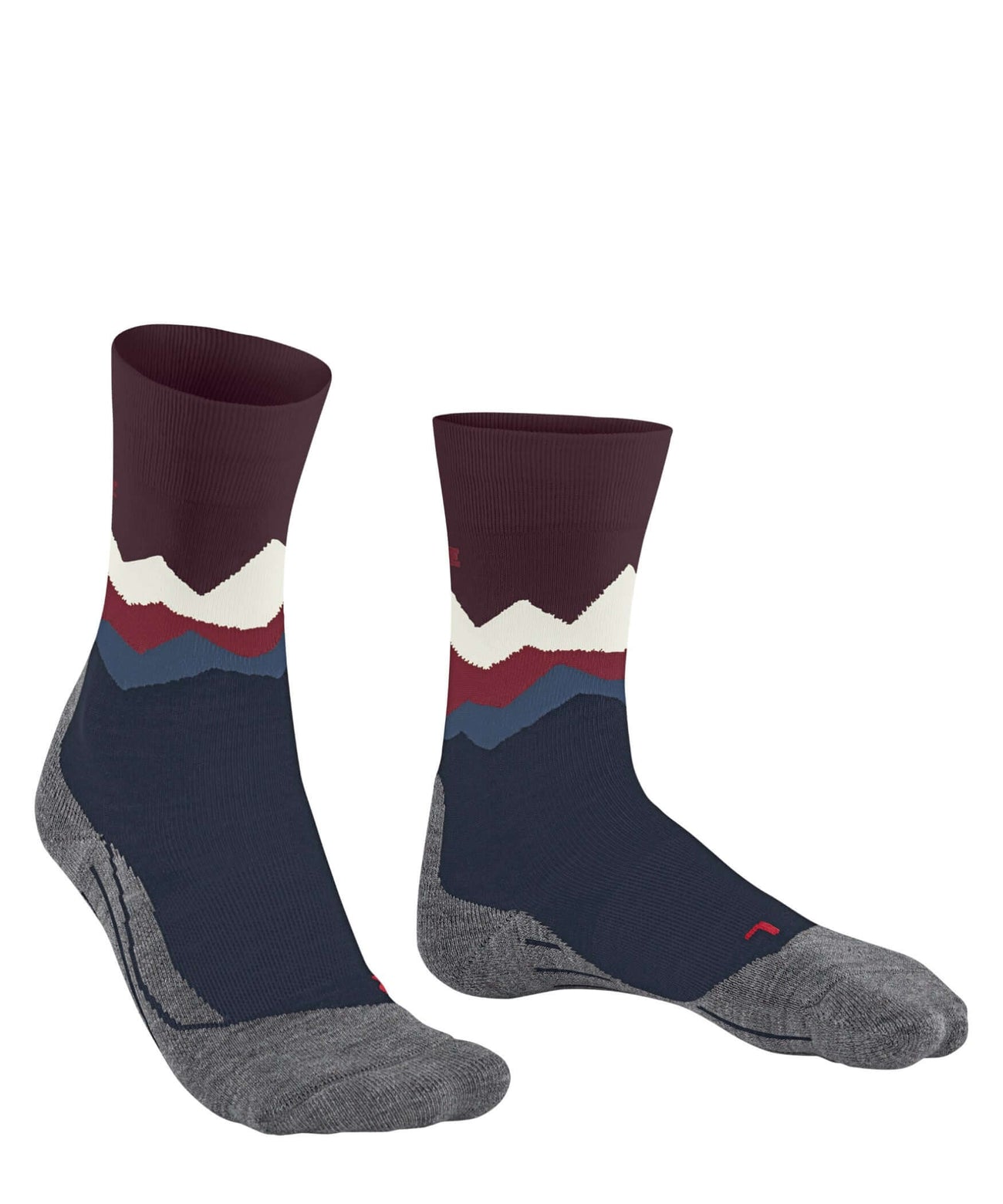 FALKE TK2 Crest dames wandelsokken met bergsilhouet in limoges kleuren.