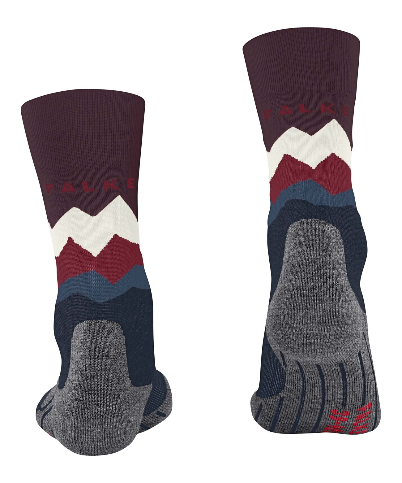 FALKE TK2 Crest wandelsok voor heren met modieus bergsilhouet en ademende merinowol.