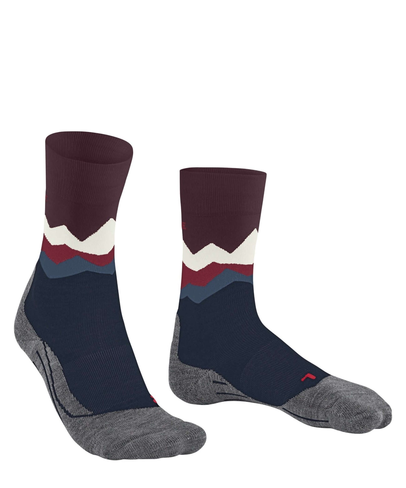 FALKE TK2 Crest heren wandelsokken met modieus bergsilhouet in limoges kleurstelling.