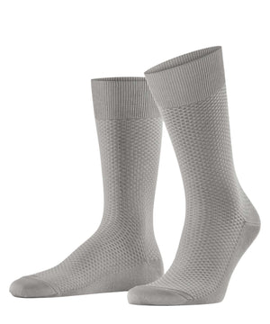 FALKE Tiago Special Edition Fantasiesokken Heren 12476 3225 lunar, grijze sokken met vierkant gebreide structuur.
