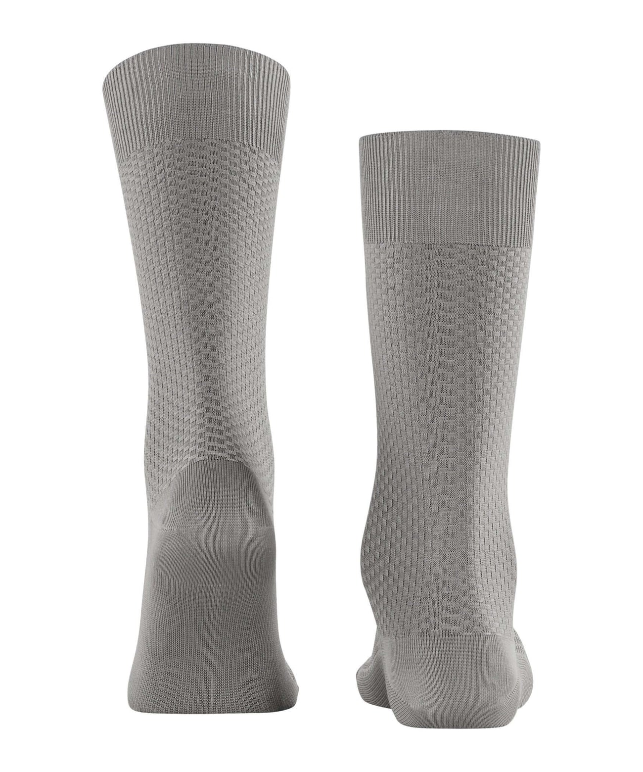 FALKE Tiago Special Edition Fantasiesokken Heren 12476 3225 lunar in grijs met vierkant gebreide structuur.
