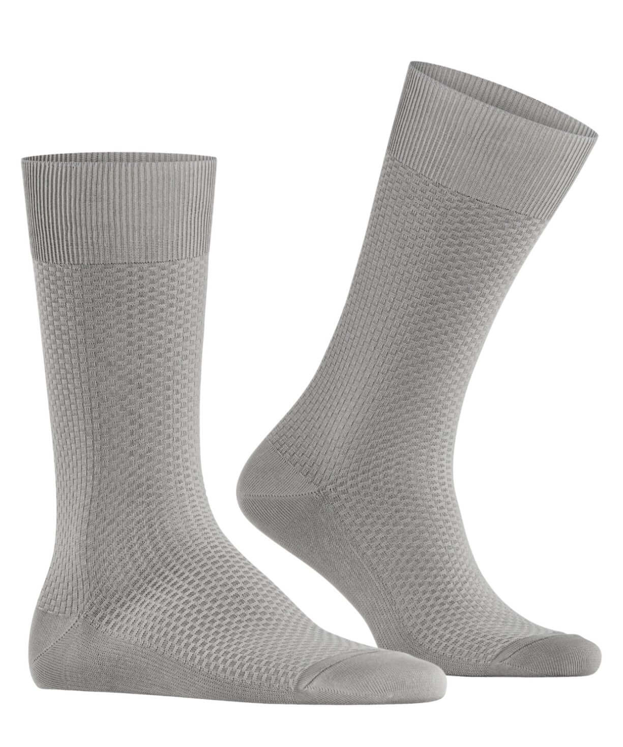 FALKE Tiago Special Edition Fantasiesokken Heren 12476 3225 lunar in grijs met stijlvolle gebreide structuur.
