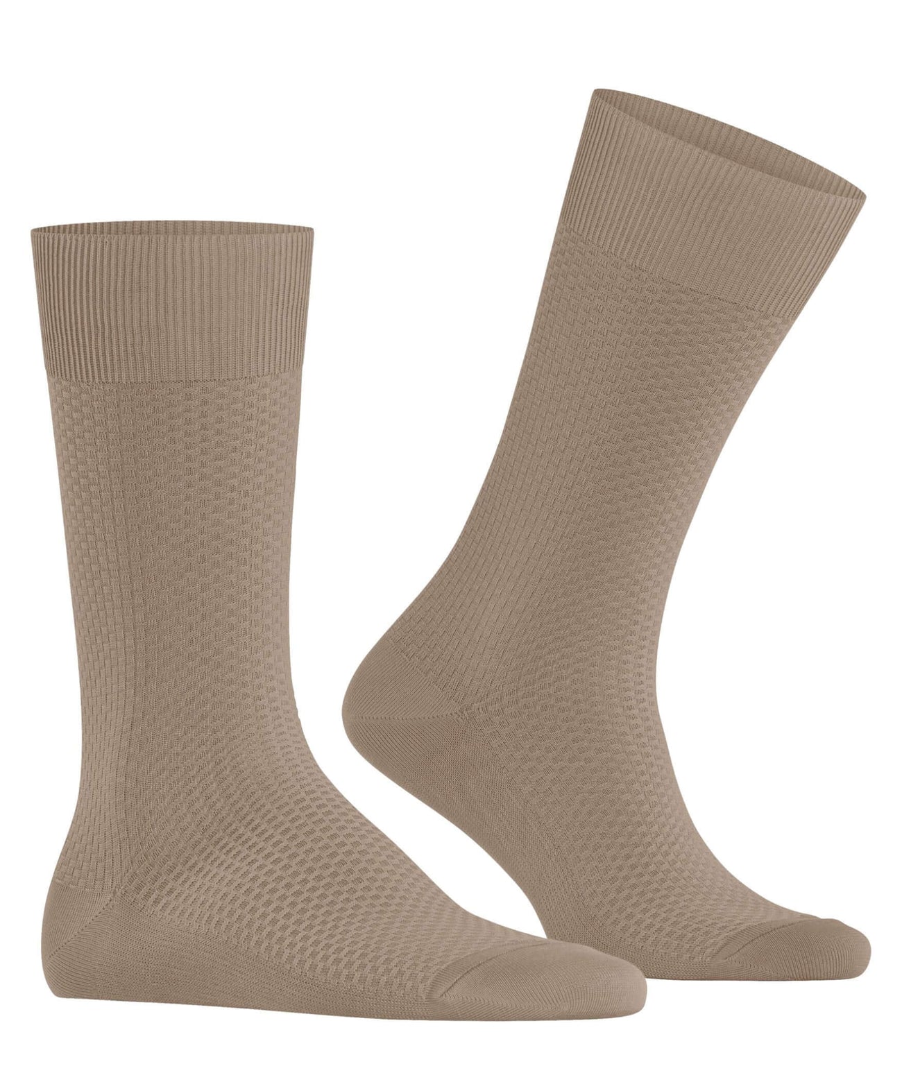 FALKE Tiago Special Edition Fantasiesokken Heren 12476 4390 sesame in een stijlvolle beige kleur met vierkant gebreide structuur.
