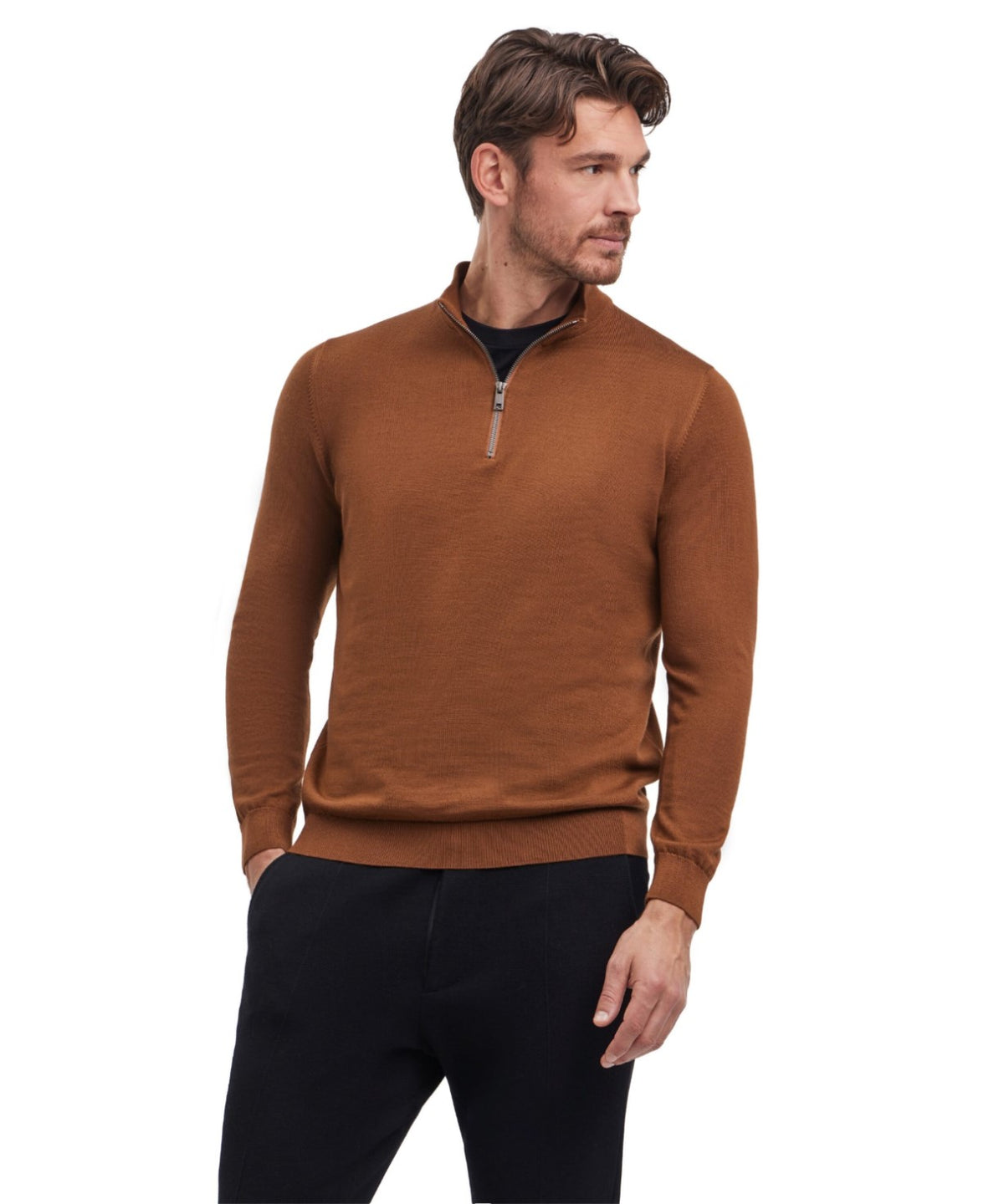FALKETruiPureMerinoWoolZipHeren609155100brown__1