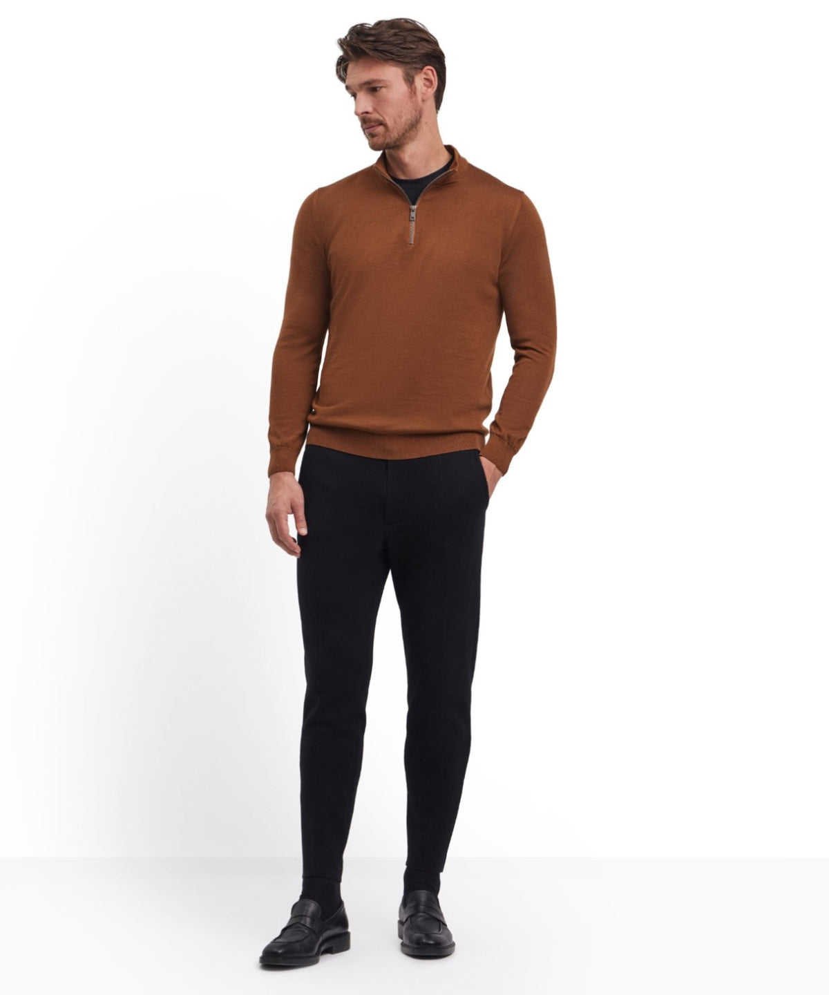 FALKETruiPureMerinoWoolZipHeren609155100brown__3
