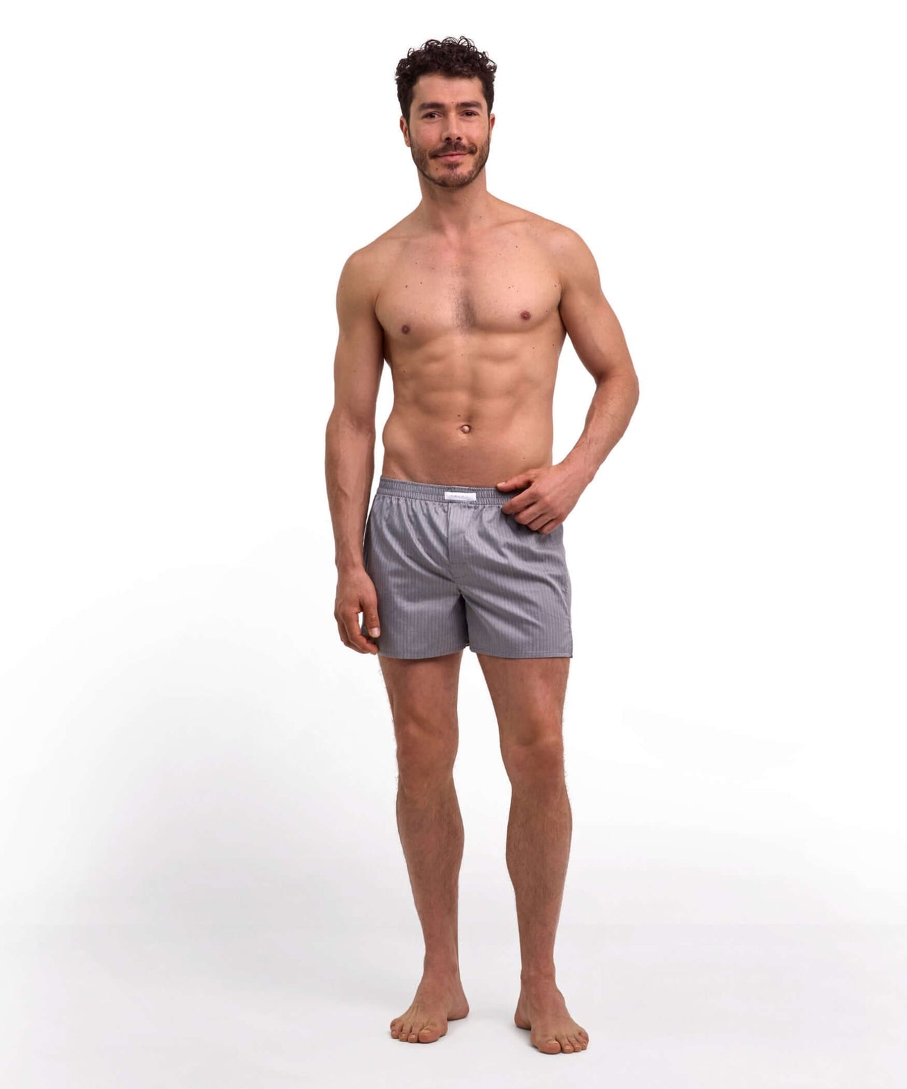 FALKE Wijde Boxershort Heren 68045 3220 black/white model in grijs, comfortabele loose-fit stijl