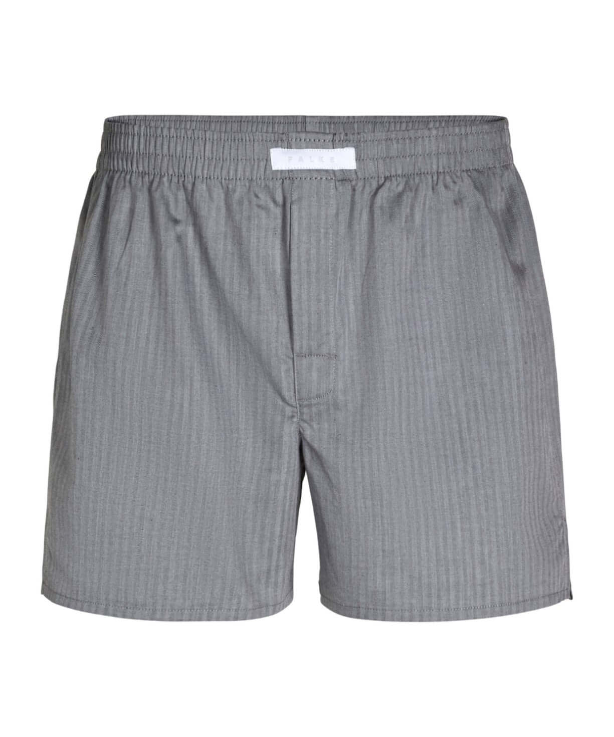 FALKE Wijde Boxershort Heren 68045 3220 black/white in grijs met streepjesmotief en elastische tailleband.