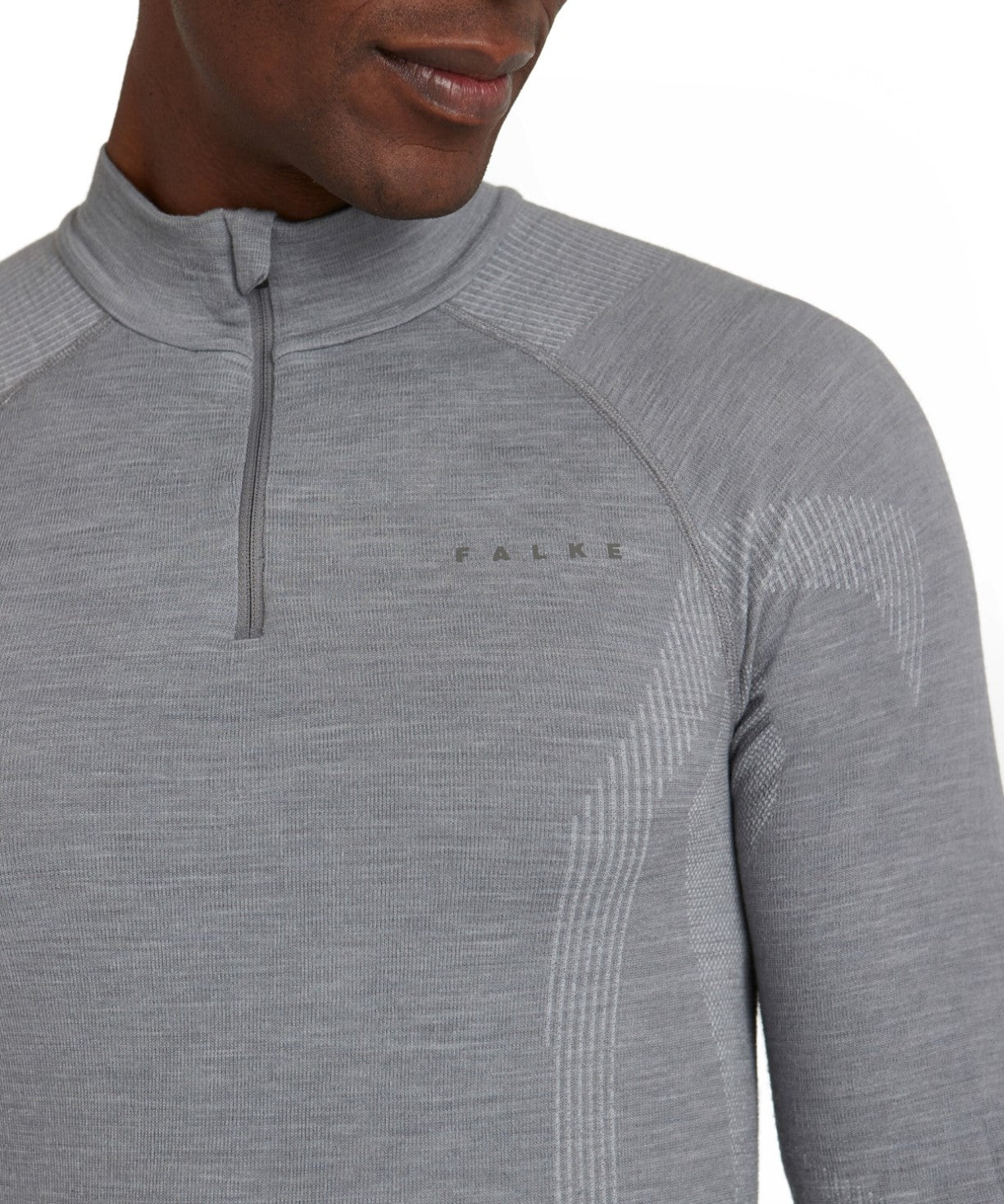 FALKE Zip Shirt Wool Tech Heren 33480 3757 grey-heather Foto 12907