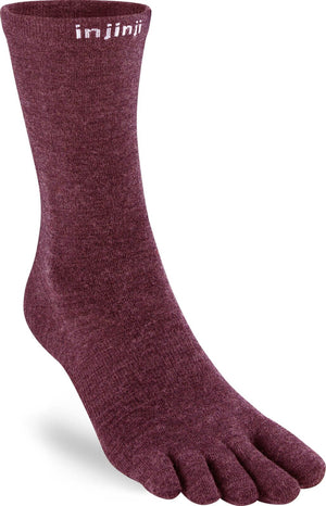 Injinji Teensokken Liner Crew Wool Unisex IS060670 40 Red sok in paars met aparte teenafdelingen voor comfort.