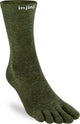 Injinji Teensokken Liner Crew Wool Unisex IS060670  50 Green in olijfgroen, perfect voor droge voeten.