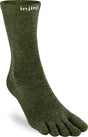 Injinji Teensokken Liner Crew Wool Unisex IS060670  50 Green in olijfgroen, perfect voor droge voeten.