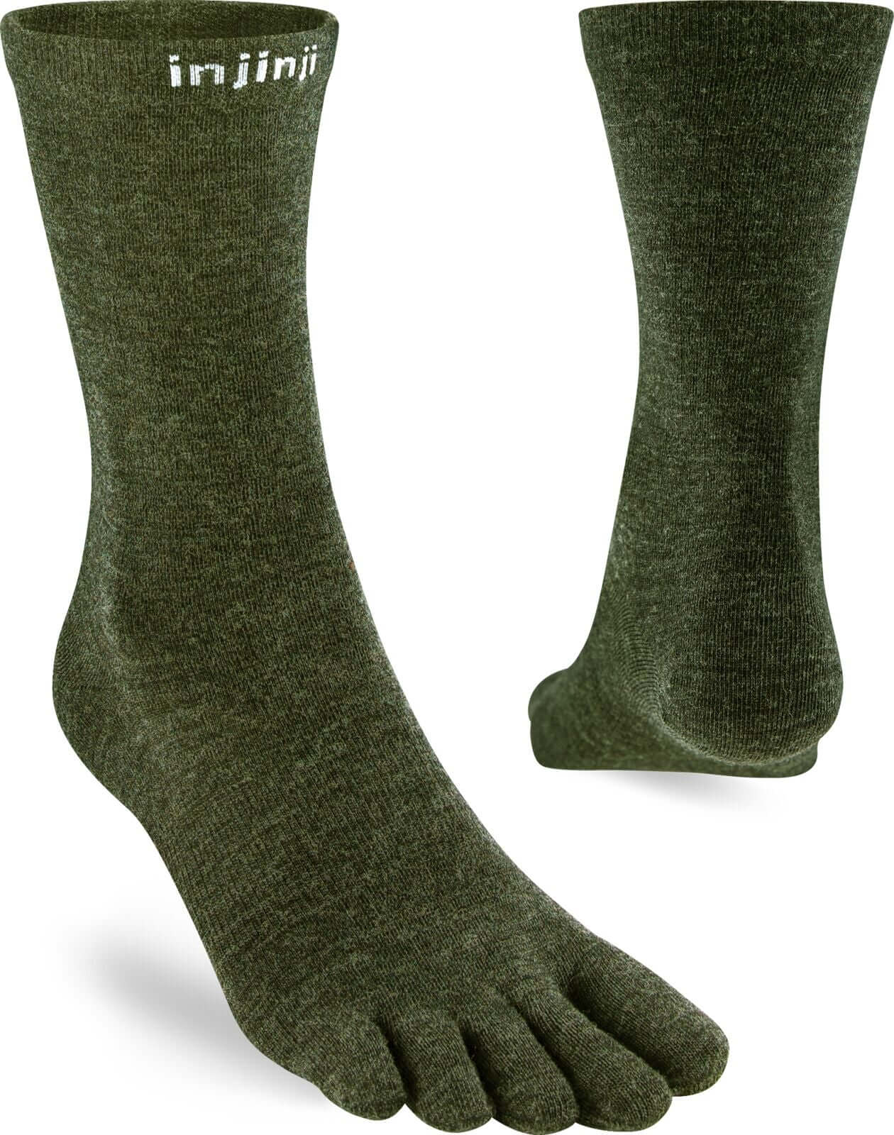 Injinji Teensokken Liner Crew Wool Unisex IS060670  50 Green, comfortabel in merinowol voor droge voeten.