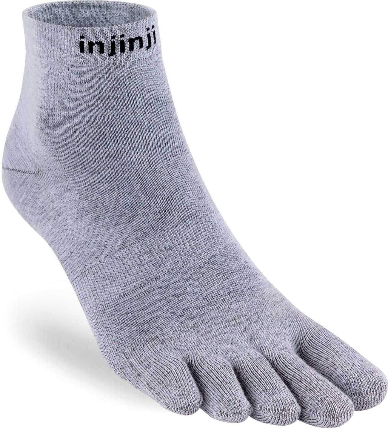 Injinji teensokken mini-crew Coolmax unisex in grijs, speciaal voor droge voeten en teenproblemen.