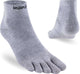 Injinji teensokken mini-crew Coolmax grijs, teenverdeling voor comfort en droogte.