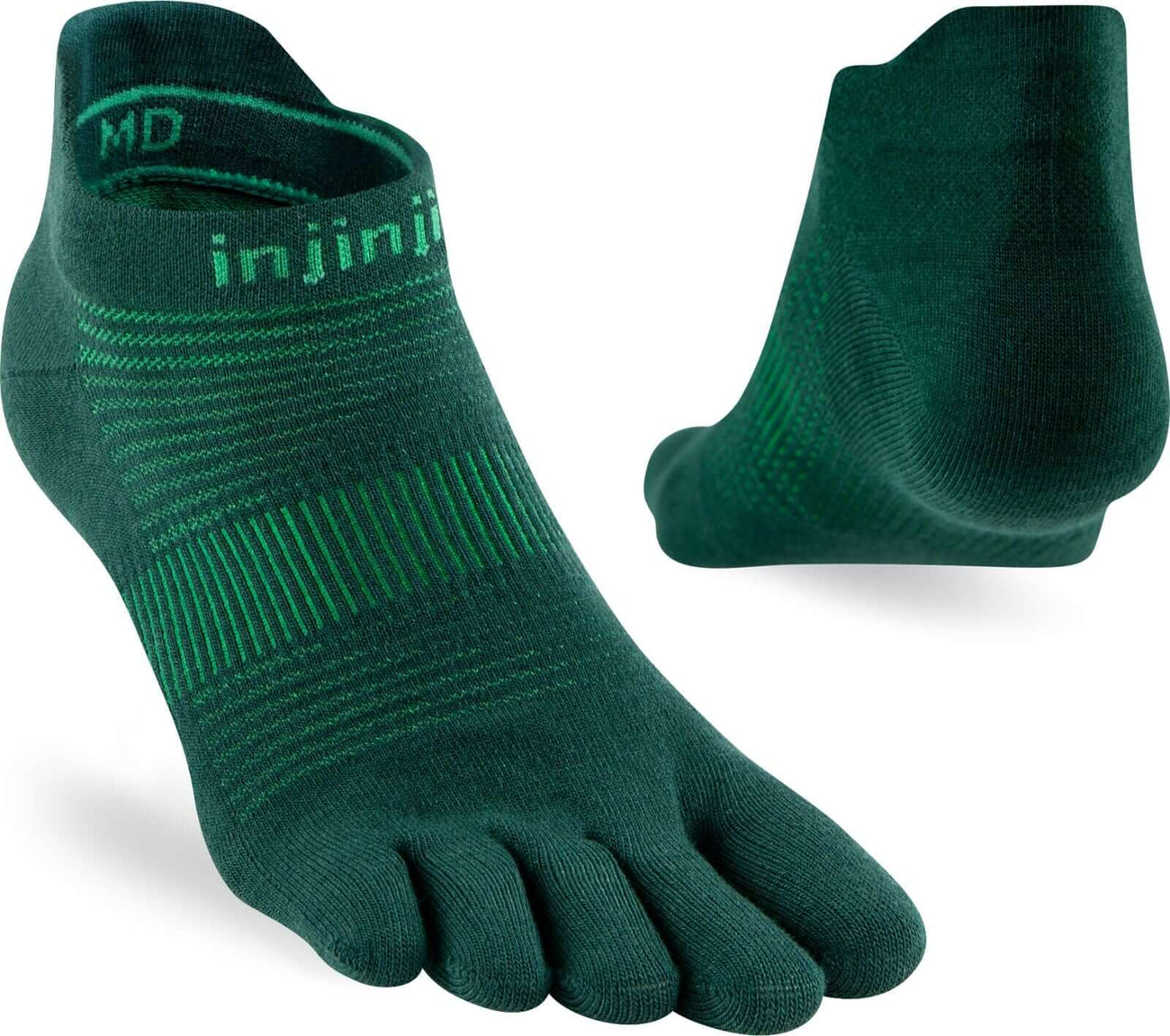 Injinji jade teensokken, ultradunne no-show hardloopsokken voor optimaal comfort en ademend vermogen.
