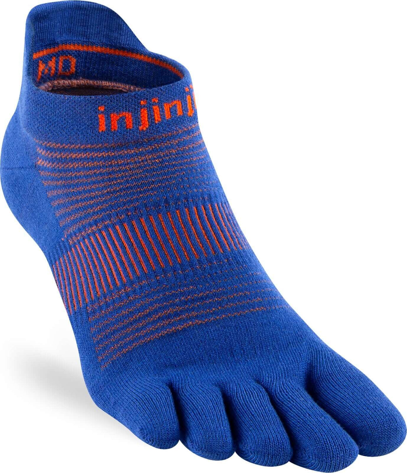 Injinji teensokken blauw met teenverdeling, perfect voor hardlopen op verschillende ondergronden.