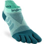 Injinji Ultra Run No Show teensokken voor dames in groen, perfect voor lange afstand hardlopen.