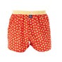 Rode Mc Alson boxershort met gele hartjes en intern steunsysteem voor comfort en betere pasvorm.