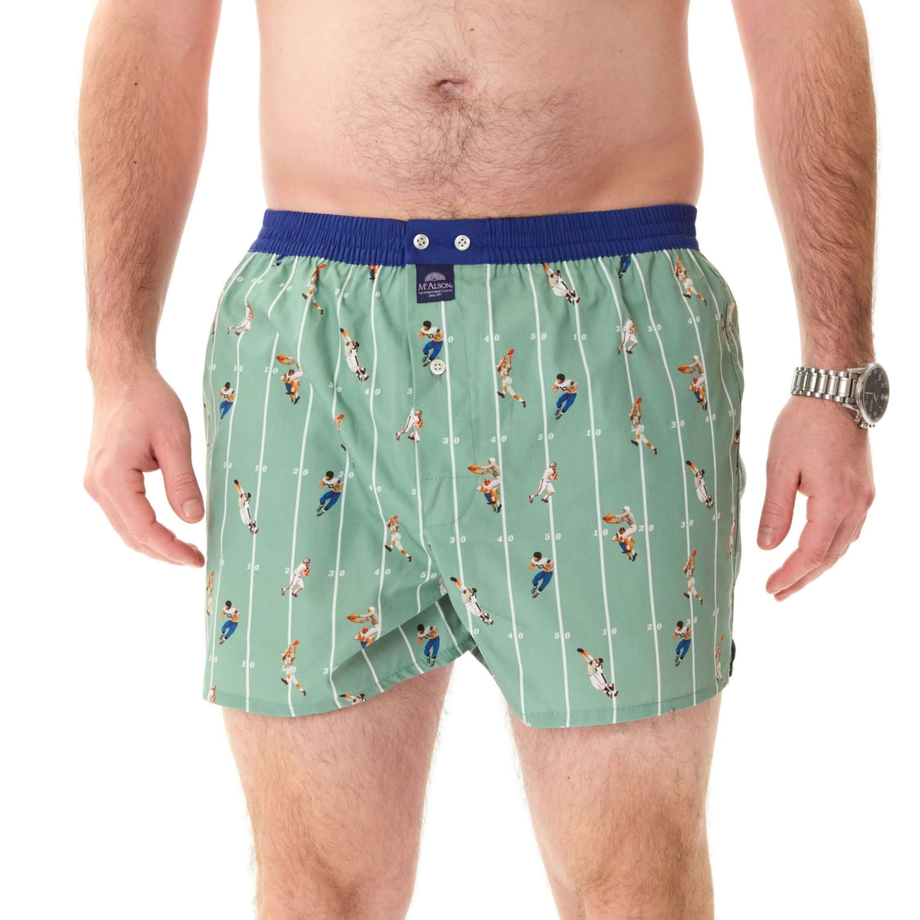McAlson Boxershort met binnenbroek American Football green M5266 op een man