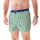 McAlson Boxershort met binnenbroek American Football green M5266, groene boxer met American Footballprint en blauwe boord.